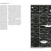 A two-page spread from *The Essential Guide to UFO Sightings Since 1945* (Schiffer Publishing, Ltd.) shows text on the left page and a chart of labeled black-and-white UFO illustrations—disks, triangles, cigars—inspired by famous sightings.