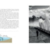 In "The Ever-Changing Coastline" by Schiffer Publishing, Ltd., a two-page spread features a water wave diagram and text opposite a striking photo of a wave crashing over a railing near a person—ideal for fans of natural history and beach photography.