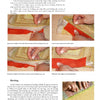 The Hooked Rugs & Wool Applique page by Schiffer Publishing, Ltd. features step-by-step instructions and four close-up photos of hands stitching fabric—ideal for penny rugs or wool applique, with explanatory text and section headers for each image.