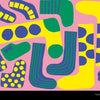 A vibrant mix of green, yellow, and blue socks with stripes and dots decorates a pink backdrop on The Chameleon by Schiffer Publishing, Ltd., as a cute cartoon sheep sits in the corner, inviting you to seek and find like a chameleon.