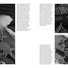 A book spread from Schiffer Publishing, Ltd.'s "USS Wisconsin (BB-64)" displays black-and-white photos of the battleship at sea, with text columns between and beside images, creating a museum exhibit feel.