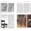 Two pages from "Upholstery" by Schiffer Publishing, Ltd. cover Renaissance and Baroque furniture, featuring text, vintage chair illustrations with traditional and blue upholstery, plus paintings of a dog in a wooden box and people in period attire.