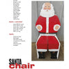 A large chair painted as Santa Claus sits outside a gray wall. Next to it is a supply list and bold text, "Decorating Chairs: 7 Painting Projects" by Schiffer Publishing, Ltd.—inspiring your next festive DIY chair makeover.