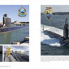 The US Navy's Fast-Attack Submarines, Vol. 2 by Schiffer Publishing, Ltd. features a two-page spread with photos of fast-attack subs at sea and in port, informative text, and two submarine-themed insignias.
