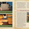 A book spread from "How to Build a Flatiron Skiff" by Schiffer Publishing, Ltd. features step-by-step photos, tool images, woodwork close-ups, and captions that explain wooden boat building techniques such as joining planks at the bow.