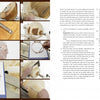 The book "New Woodturning Techniques and Projects" by Schiffer Publishing, Ltd. features step-by-step guides with photos of a man shaping wood on a lathe, using tools, measuring, marking on paper, and clear instructions alongside each image.