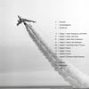 A large Boeing jet climbs steeply, trailing vapor, with "Jet City Rewind" by Schiffer Publishing, Ltd. faintly overlaid and a table of contents on Seattle aviation history and aviation archaeology shown to the right.