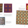 A page from "Southern Quilts" by Schiffer Publishing, Ltd. shows five vibrant quilts with geometric and spiral patterns, each with a brief description and dimensions on a white, minimally decorated background.