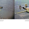 Two vintage WWII aircraft, likely B-24 Liberators, fly over a city harbor and countryside. From Schiffer Publishing, Ltd.'s Legends of Warfare: Consolidated B-24 Vol.1, they glide above patchwork fields, winding roads, and a coastal city below.