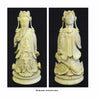Front and back views from "Advanced Scrimshaw Techniques" by Schiffer Publishing, Ltd.: an intricately carved ivory figurine of a robed, armored figure on a round base with staff. Caption: “Missing pieces carved and in place.”.