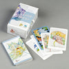 Tarot Leaves by Schiffer Publishing, Ltd. is a nature-themed tarot deck featuring watercolor-style leaf artwork. The deck, its box, and booklet are shown on a gray surface, with the box displaying the Tarot Leaves title and leaf motifs.