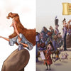 In Schiffer Publishing, Ltd.’s "If the Shoe Fits," a cartoon soldier bows to kiss a woman’s hand as her glass slippers peek out and she looks uneasy. Nearby, soldiers and townsfolk gather under the king’s decree banner in a storybook scene.