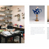 On the left, shelves hold ceramics and tools; on the right, a teapot sculpture and portrait from The Clay Studio’s exhibition are featured in "From Storage to Studio" by Schiffer Publishing, Ltd.
