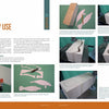 A magazine spread titled "Carving Marine Mammals with Power" by Schiffer Publishing, Ltd. offers step-by-step photos and instructions for preparing and cutting fish-shaped wood templates using a bandsaw, plus tips on blank selection and layout.