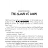 A book page titled Chapter One: The Cloud of Doom, from Just One Thing! by Schiffer Publishing, Ltd. In this funny children’s book, Anthony Calvin Pantloni imagines a cloud over his head when called on in class. Great for ages 8-12.