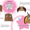 A step-by-step illustrated guide from Schiffer Publishing, Ltd. shows how to make an owl hand puppet with Cloth, colored felt feathers, and googly eyes on a pink, star-patterned background—ideal for fabric crafts.
