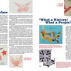 Schiffer Publishing, Ltd.’s "Quilts Presidential and Patriotic" presents a two-page spread with a quilt history preface, U.S. map, eagle and star motifs, a black-and-white pattern, and images in red and blue-accented columns.