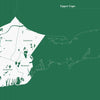 The Cape Cod Notebook by Schiffer Publishing, Ltd. features a simplified map of Upper Cape, highlighting Bourne, Sandwich, Falmouth, and Mashpee on a green background with white landmasses and fine road lines.
