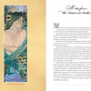 A spread from Self-Love through the Sacred Feminine (Schiffer Publishing, Ltd.) shows Deep Waters Self Portrait, 2006—a painting of a contemplative figure with blue and green motifs—beside text on self-love in A Note from the Artist and Author.