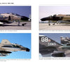 Four photos of McDonnell-Douglas F-4 Phantom II jets at George Air Force Base, CA, each with distinct camouflage and tail markings, captured from 1964–1992. Product by Schiffer Publishing, Ltd.