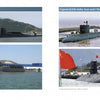 Two pages from "The US Navy's Fast Attack Submarines, Vol. 1" by Schiffer Publishing, Ltd. feature multiple photos and brief descriptions of submarines in harbors and at sea, including exports to Pakistan and China with some visible flags.