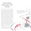 A minimalist page for Schiffer Publishing, Ltd.’s "Feng Shui" displays text on home design with a gray and white koi fish illustration—symbolizing chi'i energy and balance—swimming among lily pads and flowers in the bottom right corner.