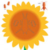 Illustration from "Insects" by Schiffer Publishing, Ltd.: a sunflower with orange origami insects—beginner-level ants and a cricket—outlined and labeled in the top corners.