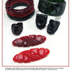 Bakelite Jewelry by Schiffer Publishing, Ltd. showcases black and red carved bangles, pins, earrings, and clips—collectible pieces elegantly displayed on a white background.