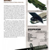 A catalog page features "Modern Knives in Combat" by Schiffer Publishing, Ltd., showcasing detailed specs, features, and images of military knives set against a camouflage background for enthusiasts.