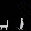 A gray cat and a yellow ball are shown standing and upright. Above, the cat's glowing outline connects to the ball, evoking playful Origanimo kitties. Product: Cats by Schiffer Publishing, Ltd.