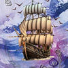 A classic sailing ship with white sails glides through blue and purple waves amid flying birds. Ornate frames display the numbers 3 and 10, with “Ship” below, as seen in the Mirror Truth Lenormand Cards by Schiffer Publishing, Ltd.