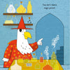 An eagle in a red wizard hat stands in a potion lab with bubbling bottles. Shelves of colorful potions line the back, evoking a storybook scene. Text: They don’t need a magic potion! Product: Dragon's Castle by Schiffer Publishing, Ltd.
