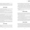 A two-page spread from the "My First Relationship Tarot" guidebook by Schiffer Publishing, Ltd. discusses the Five, Six, Seven, and Eight of Staves with clear black text on white. Perfect for deepening relationship readings; no images included.