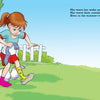 A young girl smiles outdoors as she puts on socks from Jocelyn's Box of Socks by Schiffer Publishing, Ltd. Nearby, a cat in scarf and socks lounges—the perfect scene to inspire children's stories about friendship and emotions.