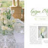 On the left, an outdoor table inspires with white flowers and lace; on the right, "The Painter's Wedding" by Schiffer Publishing, Ltd. highlights "Georgia O’Keeffe’s Whites at Grand Del Mar" with a white calla lily by Kristy Rice.