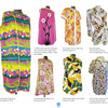 A collage showcases vintage-inspired dresses and shirts in bright patterns, each on a mannequin, highlighting styles from Terry Cloth by Schiffer Publishing, Ltd., with nods to retro fashion and classic sewing patterns.