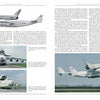A two-page spread in "Antonov's Heavy Transports" by Schiffer Publishing, Ltd. showcases the An-225 Mriya with side, front, and in-flight photos, plus history, features, and its relation to the An-124.