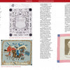 Magazine page about Schiffer Publishing, Ltd.’s “Quilts Presidential and Patriotic” features three text columns plus images of a presidential quilt pattern, an embroidered winter scene quilt, and a framed George Washington portrait.