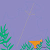 A purple background features a dinosaur footprint outline, dotted and solid measuring lines like Origanimo paper dinosaurs, green leaves at the corners, and an orange Allosaurus silhouette labeled Allosaurus. Product: Dinosaurs by Schiffer Publishing, Ltd.