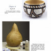 Gourd Crafts by Schiffer Publishing, Ltd. features a decorated bowl with black and white geometric patterns and a plain gourd with art supplies like paint, tape, and brushes, showing how tape helps create intricate gourd art designs.