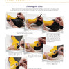 A step-by-step guide from Schiffer Publishing, Ltd.'s "Creating Gourd Birds with the Fairy Gourdmother®," showing hands painting a yellow and black bird. Six photos detail gourd painting techniques—ideal for anyone interested in artistic gourds.