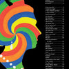 The left side features a colorful, abstract head silhouette with swirling rainbow patterns, echoing Beatles art quilts. On the right, "Inspired by the Beatles" by Schiffer Publishing, Ltd. displays song titles in white on black.