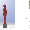 A red wooden human figure stands on a rectangular base against a blue backdrop, with Schiffer Publishing, Ltd.'s "New Woodturning Techniques and Projects" book showing tools and instructions for crafting similar figures on the right.