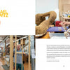 Two artists work in their studios: a man with a wooden frame and a woman assembling fibers before a woven sculpture—a scene from "Craft Capital" by Schiffer Publishing, Ltd., capturing Philadelphia's vibrant craft scene.