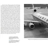 A book spread from "McDonnell Douglas DC-10/MD-11" by Schiffer Publishing, Ltd. features left-page text and three airplane photos: two color shots of widebody aircraft in flight and at the airport, plus a large black-and-white VARIG Brasil DC-10 on the right.