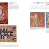 A two-page spread in "The Art Is the Cloth" by Schiffer Publishing, Ltd. features four medieval tapestries with intricate designs and figures, highlighting the weaving history of The Lady and the Unicorn collection, with descriptive text for each.