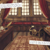 Pirates Escape Game by Schiffer Publishing, Ltd. features an illustrated pirate captain’s cabin with wooden walls, gold-framed portrait, treasure chest, desk, and shelves—plus handwritten notes—for an immersive educational puzzle adventure.
