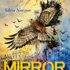 The Mirror Truth Lenormand Cards by Schiffer Publishing, Ltd. features a cover with a hawk soaring above an abstract, colorful cityscape filled with bare trees and birds, inspired by Mirror Lenormand cards.