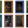 The Resonance Oracle by Schiffer Publishing, Ltd. features eight illustrated cards in two rows, each with mystical art and colored borders. Titles like Courage, Creative Joy, and Collaboration offer spiritual guidance for users.