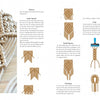 Macrame Fashion Accessories & Jewelry by Schiffer Publishing, Ltd. is an instructional book with step-by-step images, text directions, knotting diagrams, and close-ups for making macramé squares and bracelets.